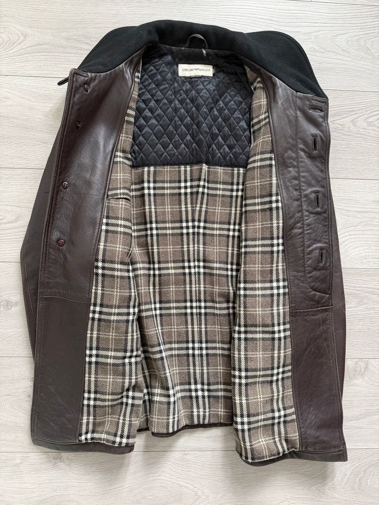 Emporio Armani 1990s Quilt Lined Brown Leather Jacket - Size XL imagen 12