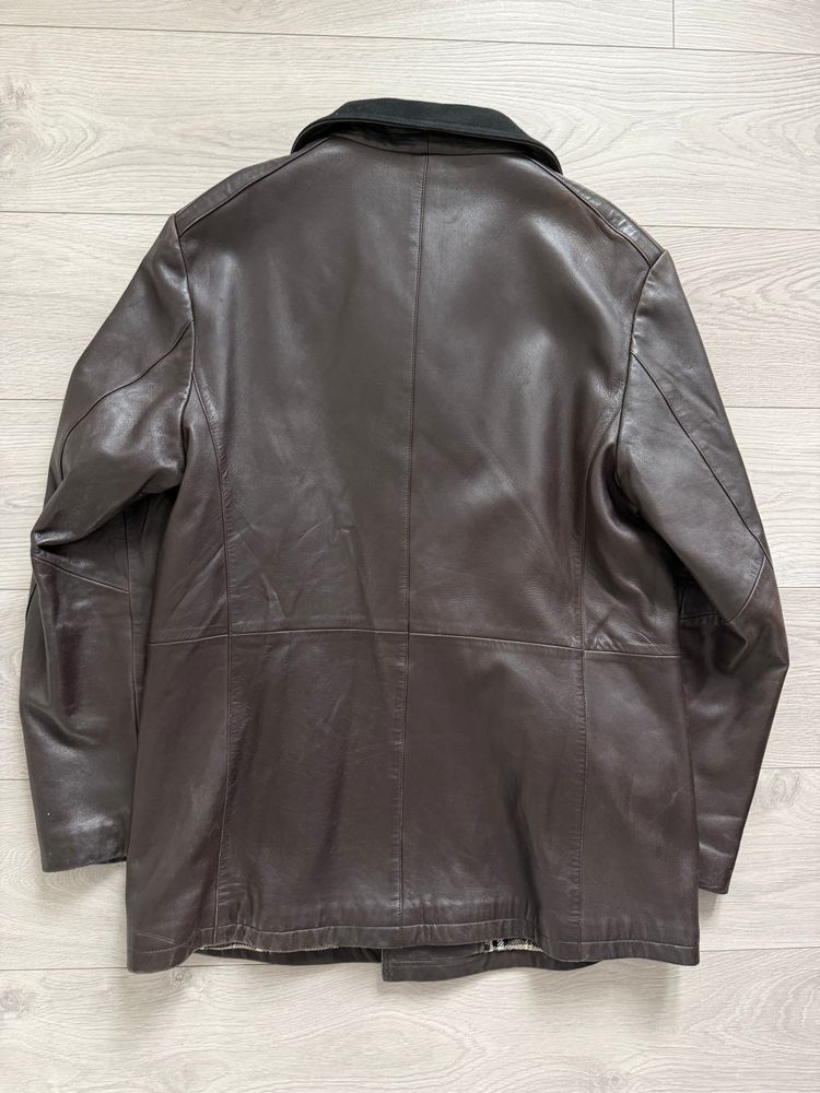 Emporio Armani 1990s Quilt Lined Brown Leather Jacket - Size XL imagen 7