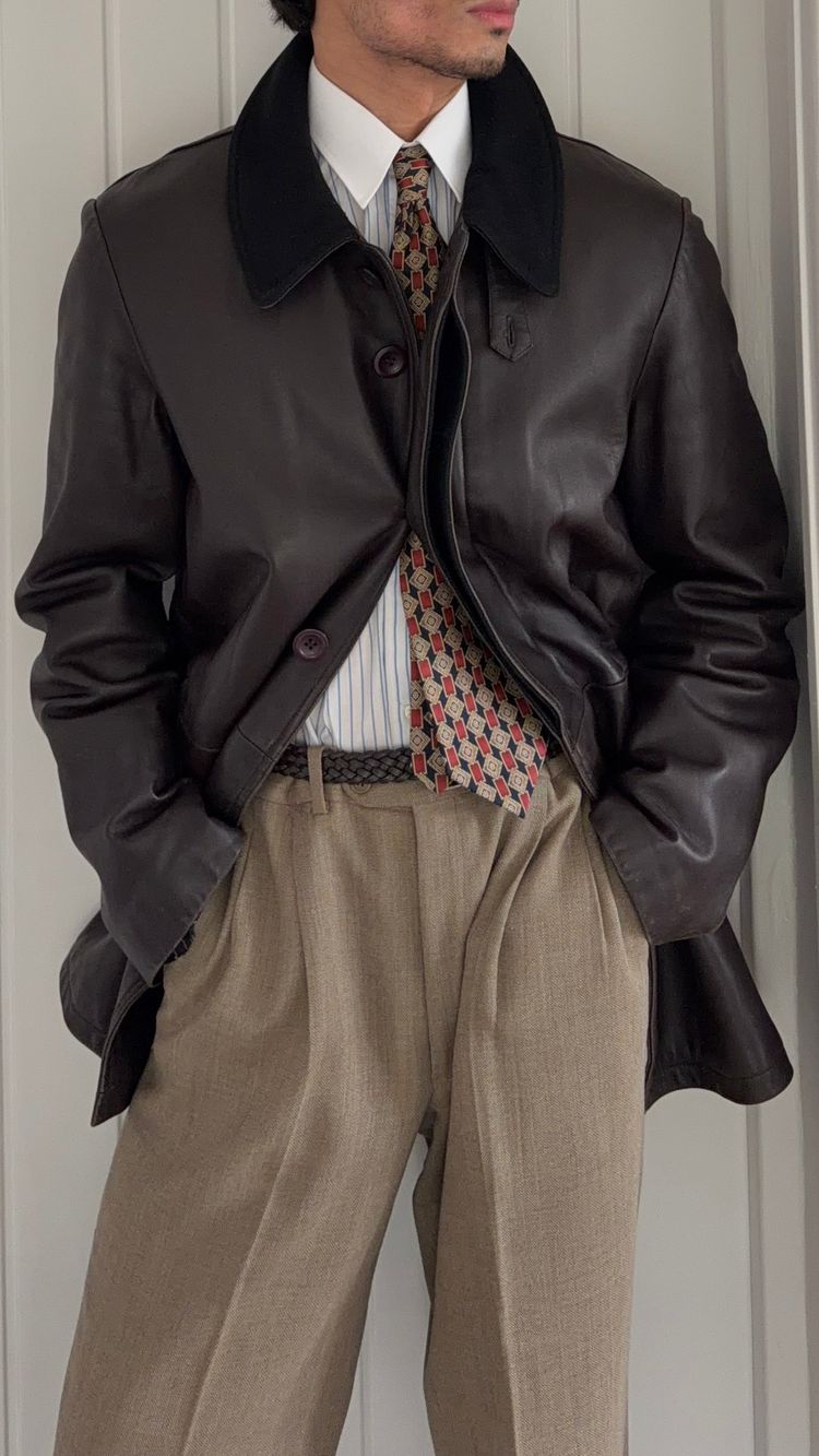 Emporio Armani 1990s Quilt Lined Brown Leather Jacket - Size XL image 1