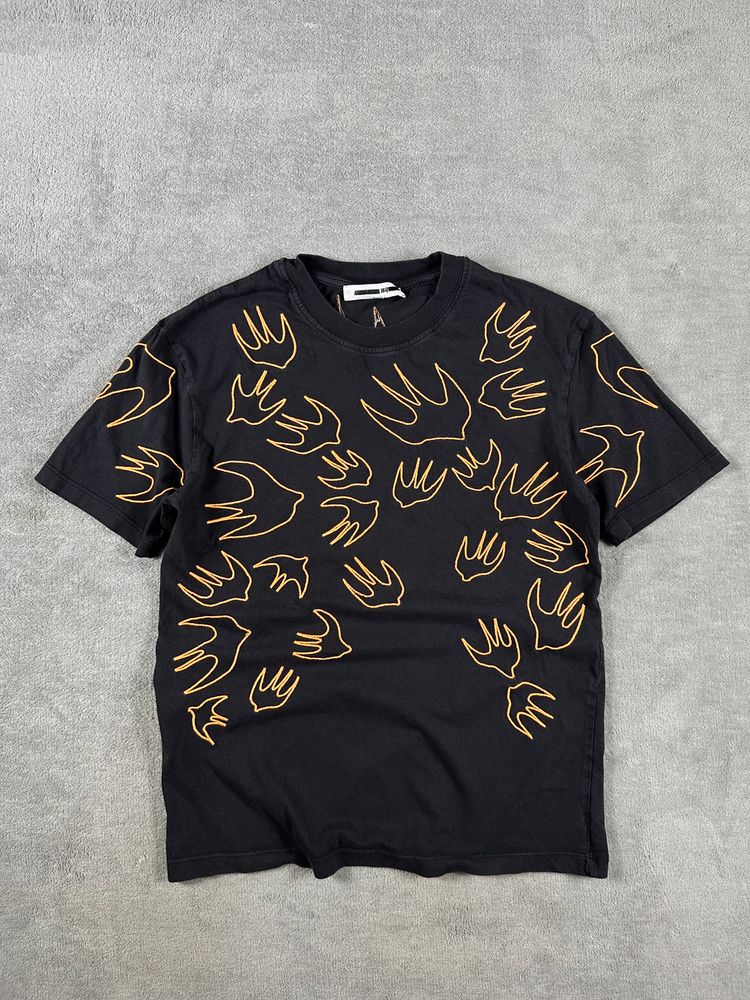 Mcq Black T-Shirt With Orange Bird Embroidery