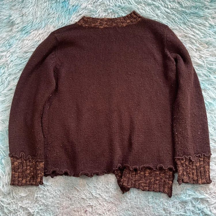 Vintage Y2K Brown Cut & Sew Knitted Jumper - Medium image 3