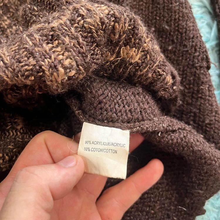 Vintage Y2K Brown Cut & Sew Knitted Jumper - Medium image 5