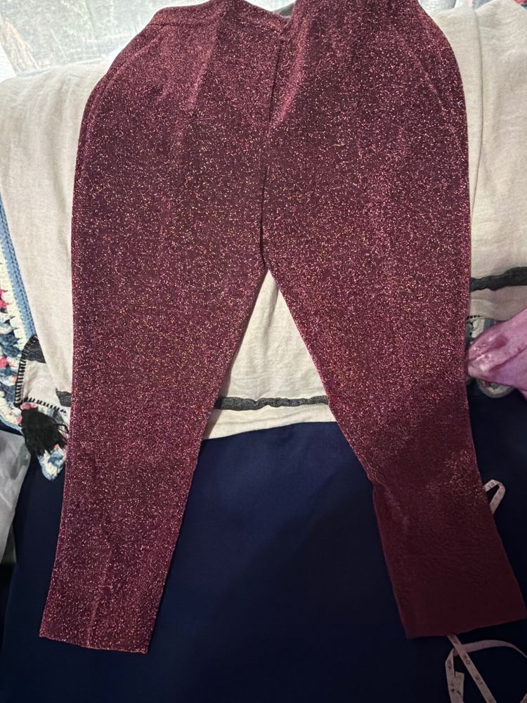 Sparkly Maroon Leggings obraz 1
