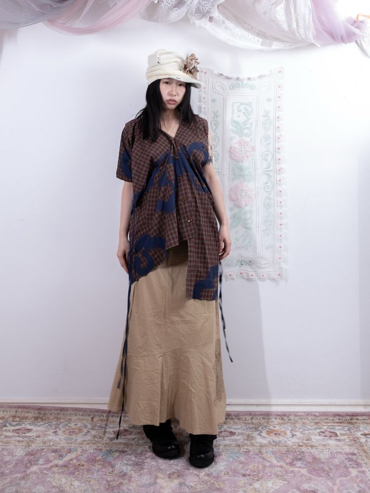 Vivienne Westwood VIVIENNE WESTWOOD CHECKERED ASYMMETRIC WRAP SHIRT product image