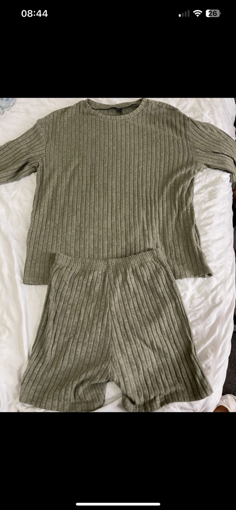Set ribbed knit top and shorts set product image