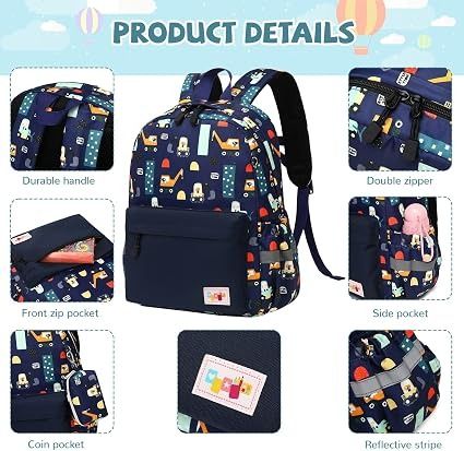 Children'S Backpack With Construction Vehicle Print image 2