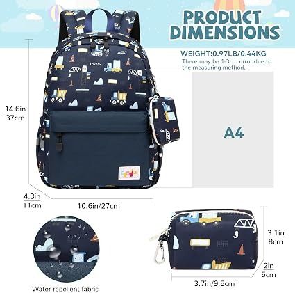 Children'S Backpack With Construction Vehicle Print image 4