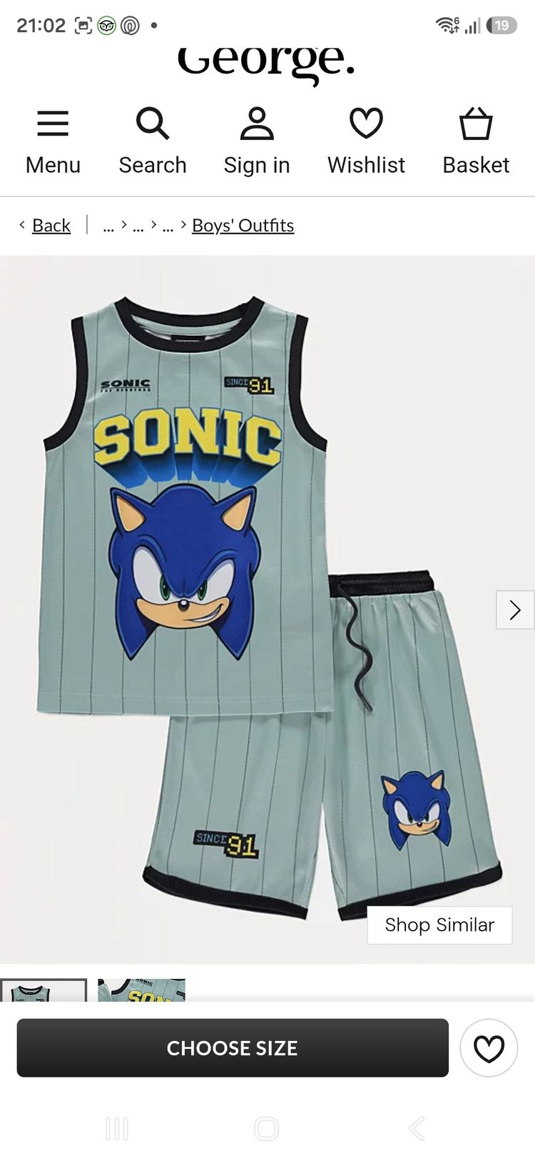 Boys Sleeveless Top And Shorts Set With Sonic Design image 1