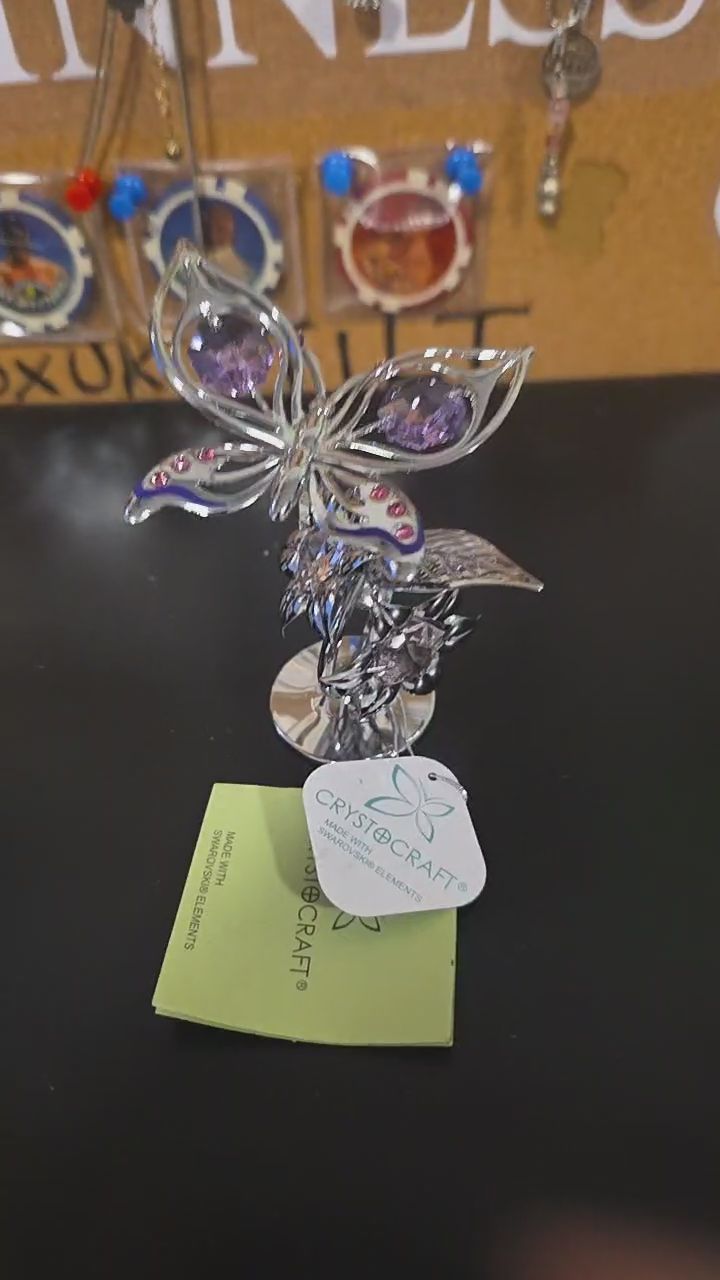 Swarovski Butterfly Figurine BY Crystal Craft Vintage  obraz 1