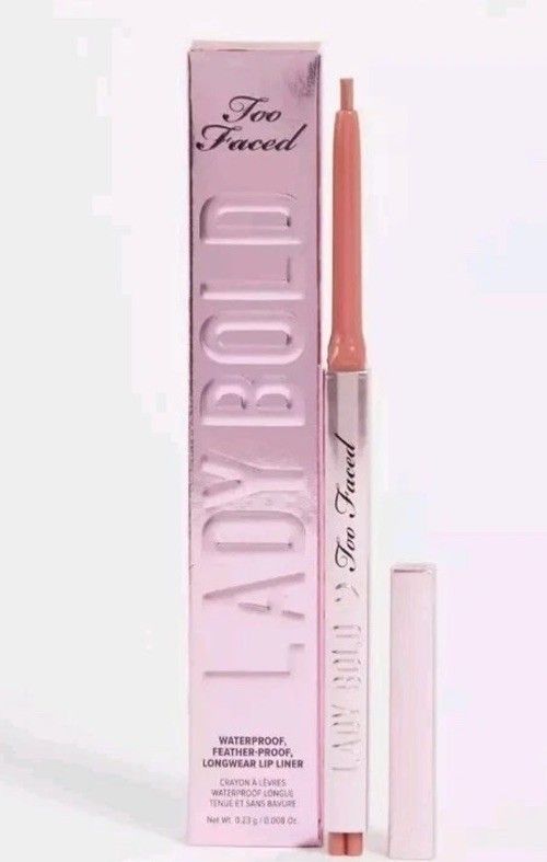 Too Faced Lady Bold Waterproof Lip Liner Shade Badass BNIB Nude image 1