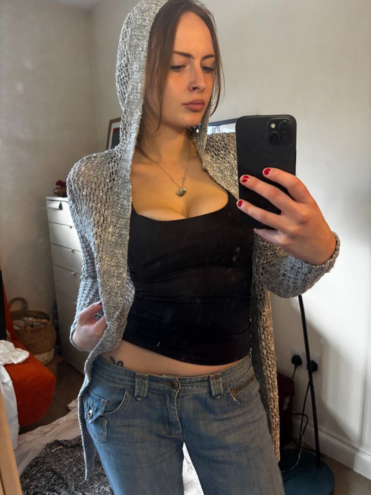 Hollister Co. Grey Knitted Hooded Cardigan product image