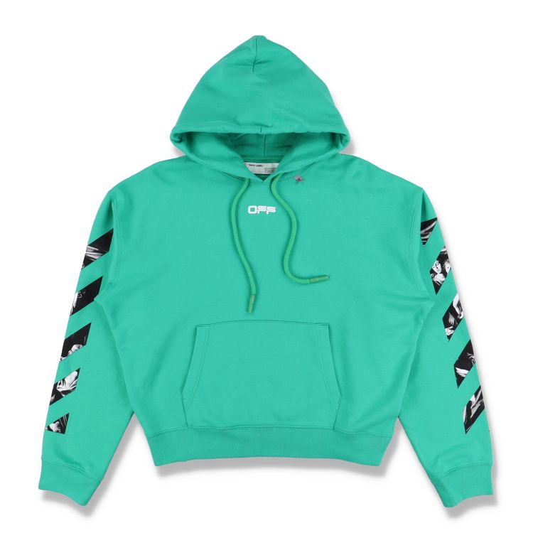 Off-White Green Caravaggio Diagonals Box Oversized Hoodie 7