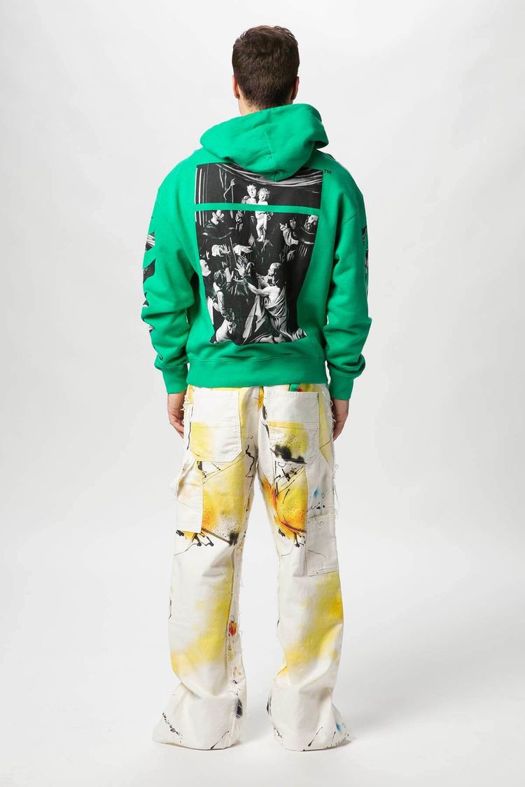 Off-White Green Caravaggio Diagonals Box Oversized Hoodie 3