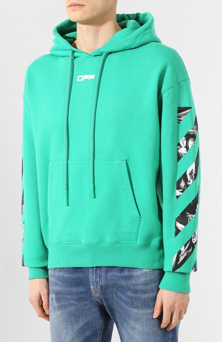 Off-White Green Caravaggio Diagonals Box Oversized Hoodie 8