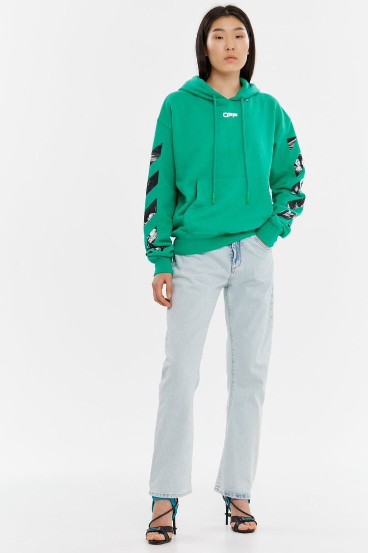 Off-White Green Caravaggio Diagonals Box Oversized Hoodie 10