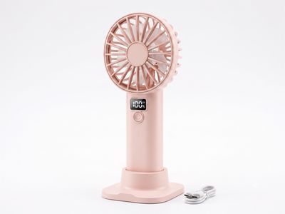 5-Speed Portable Handheld & Desktop Fan | Digital LED Battery Display & USB Rechargeable Base