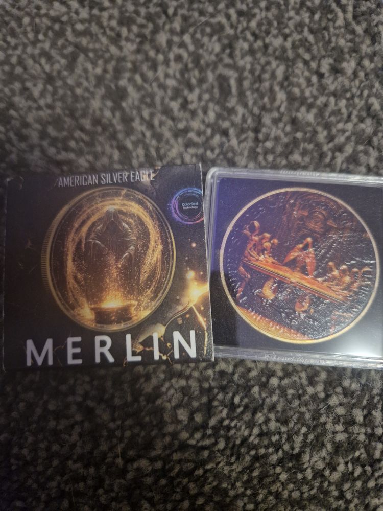 1oz colourised American Silver Eagle Merlin Coin