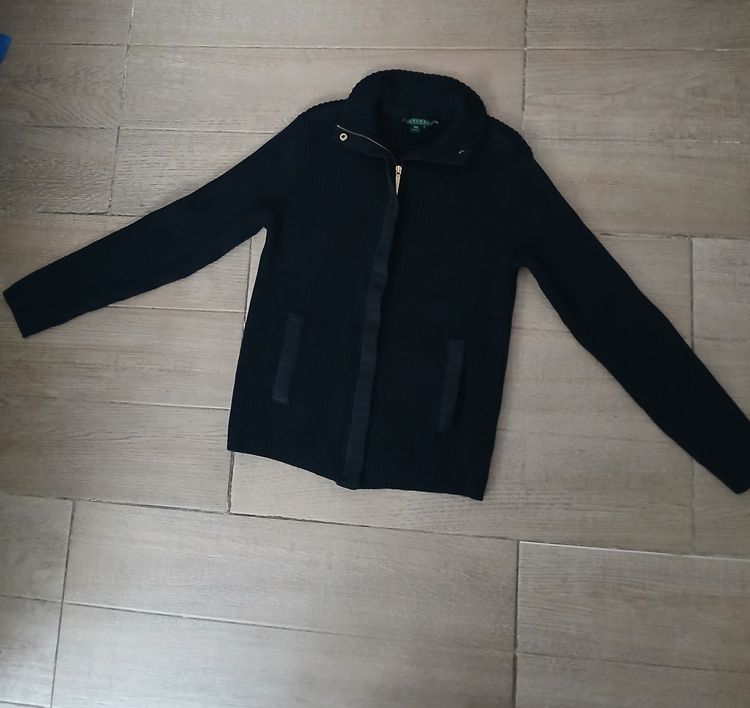 Lauren Ralph Lauren black ribbed zip-up sweater