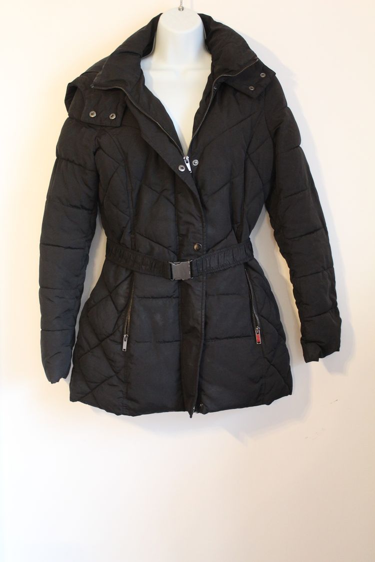 Black Quilted Belted Jacket