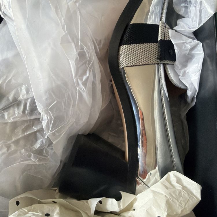 Immagine di Kate Spade Leandra Block Heeled Loafer Silver With Bow Uk 7 BNIB 8