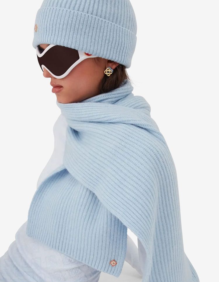 Casablanca Blue Wool Rib Ski Scarf image 3