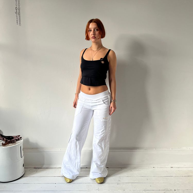 Deadstock 2000s White Wide-Leg Reebok Pants