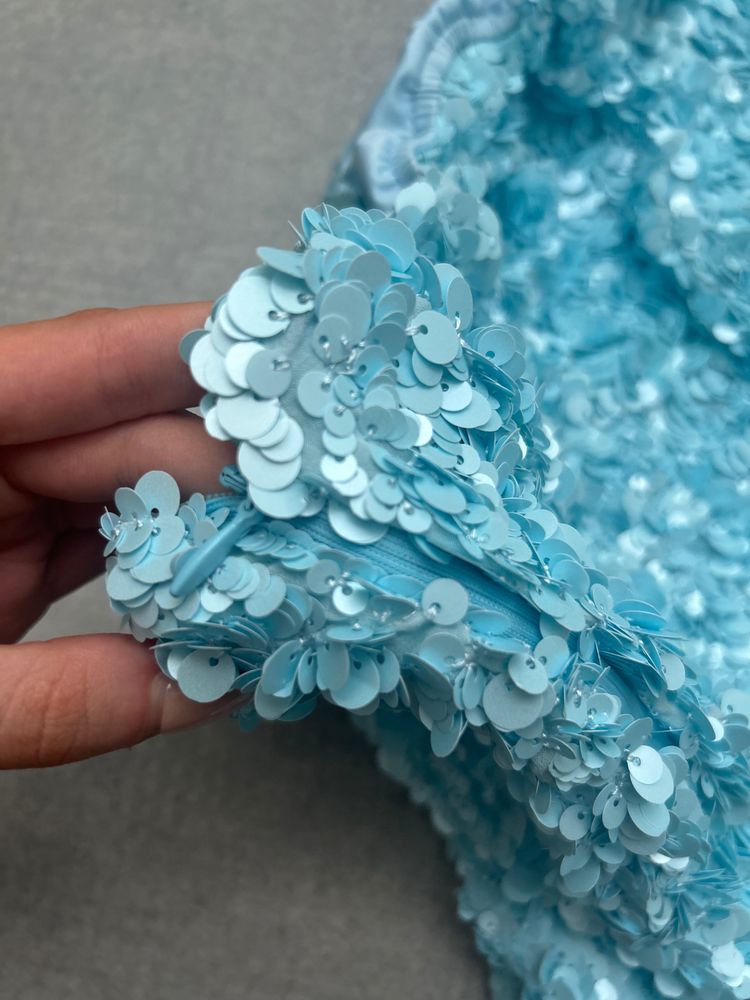 Blue Sequin Mini Skirt image 3
