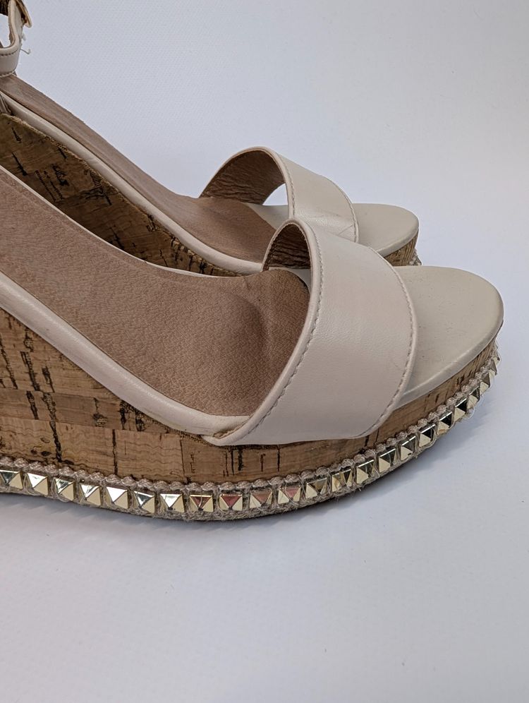sandały na koturnie korkowe beżowe, buty na lato, New Look, 40 image 3