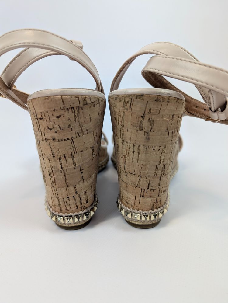 sandały na koturnie korkowe beżowe, buty na lato, New Look, 40 image 5