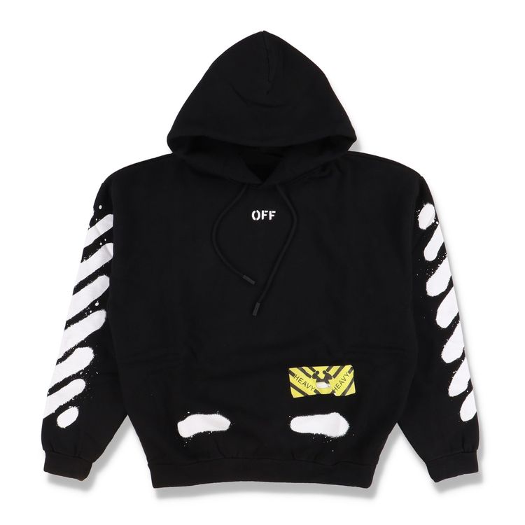 Off-White Black Spray Diagonals Logo Oversized Hoodie