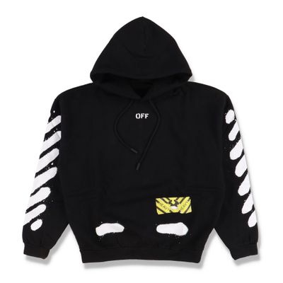 Off-White Black Spray Diagonals Logo Oversized Hoodie