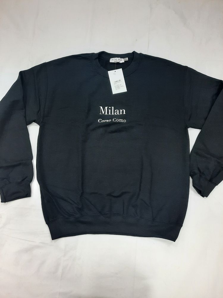 Black Sweatshirt With Milan Text image 2