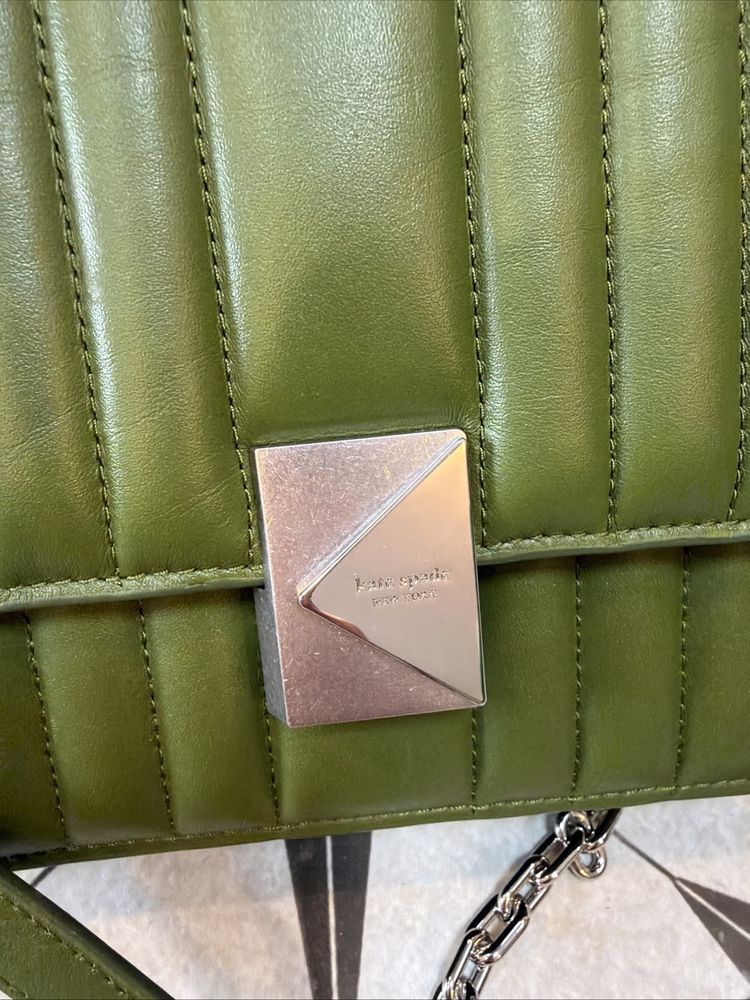 Kate Spade Deco Quilted Leather Shoulder Crossbody Bag Jungle Vine Green BNWT image 2