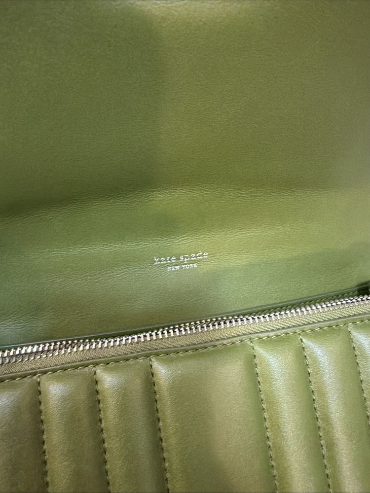 Kate Spade Deco Quilted Leather Shoulder Crossbody Bag Jungle Vine Green BNWT image 5
