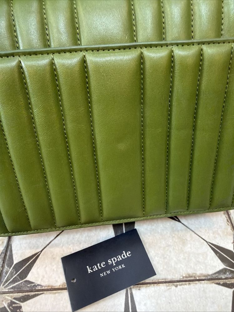Kate Spade Deco Quilted Leather Shoulder Crossbody Bag Jungle Vine Green BNWT image 3