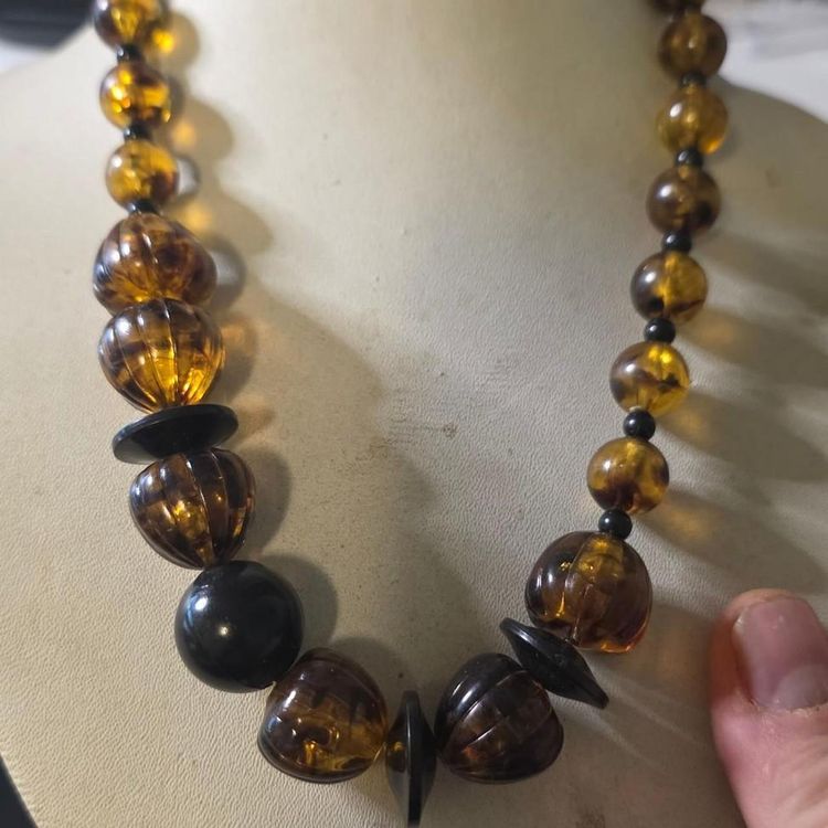 Amber-Colored Beaded Necklace image 1