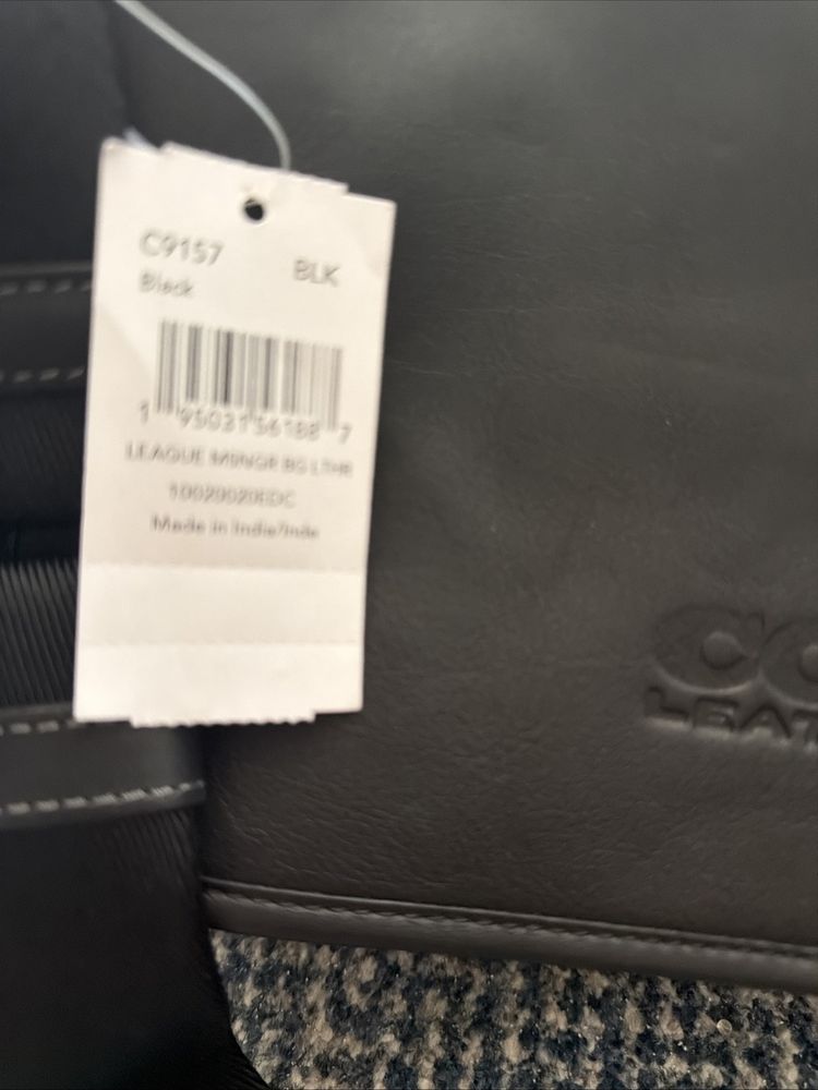 Coach Men's League Smooth Leather Messenger Bag - Black BNWT New image 1