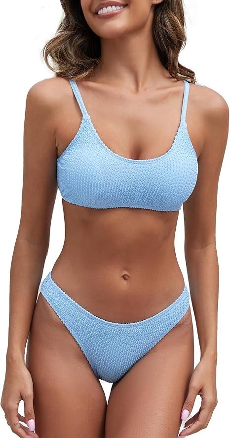 Blue Textured Bikini Set image 2