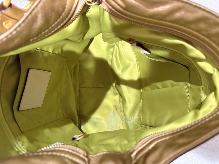 Coach Monogram Lurex Linen Gold Leather Zoe Hobo Bag 4