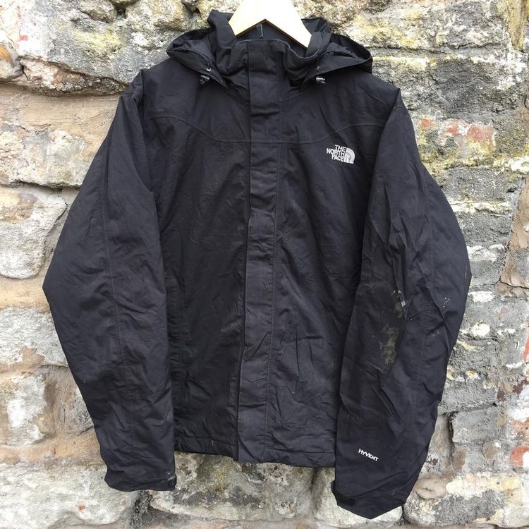 The North Face VTG MENS NORTH FACE BLACK HOODED HYVENT RAINCOAT WATERPROOF JACKET product image