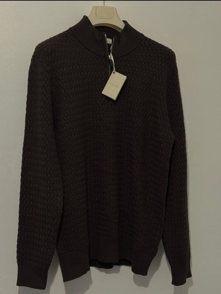 Other Moncrief London Lewis Jumper Men's Brown 1/4 Zip Sweater Wool Blend NWT XL product image