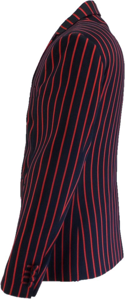 Mens Classic Retro Navy Blue/Red Boating Blazer Jacket 2