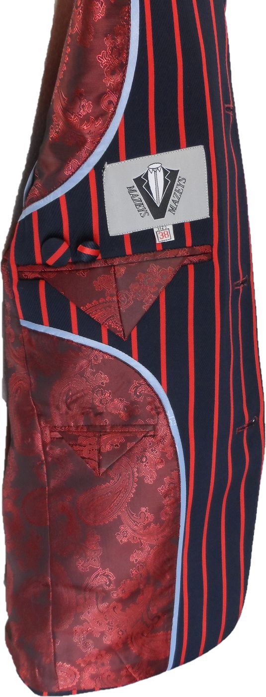 Mens Classic Retro Navy Blue/Red Boating Blazer Jacket 3