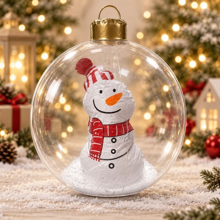 LED Clear Christmas Ornament With Snowman Inside