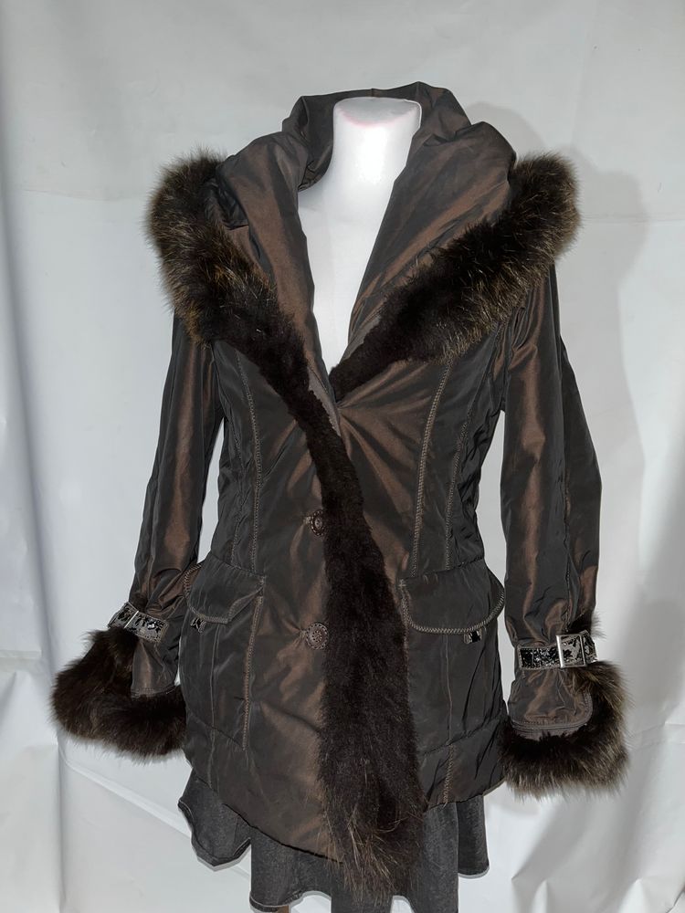 Other Brązowa kurtka zimowa ze sztucznym futrem vintage retro slavic jacket  product image