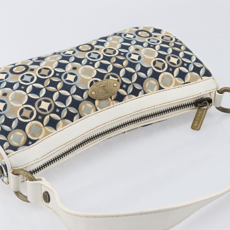 CELINE Hand Bag Canvas Navy Gold Tone Auth BA16627 - Jerrillo imagen 6