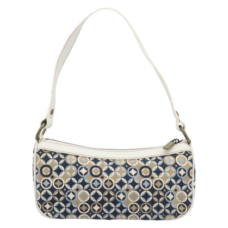 CELINE Hand Bag Canvas Navy Gold Tone Auth BA16627 - Jerrillo imagen 2