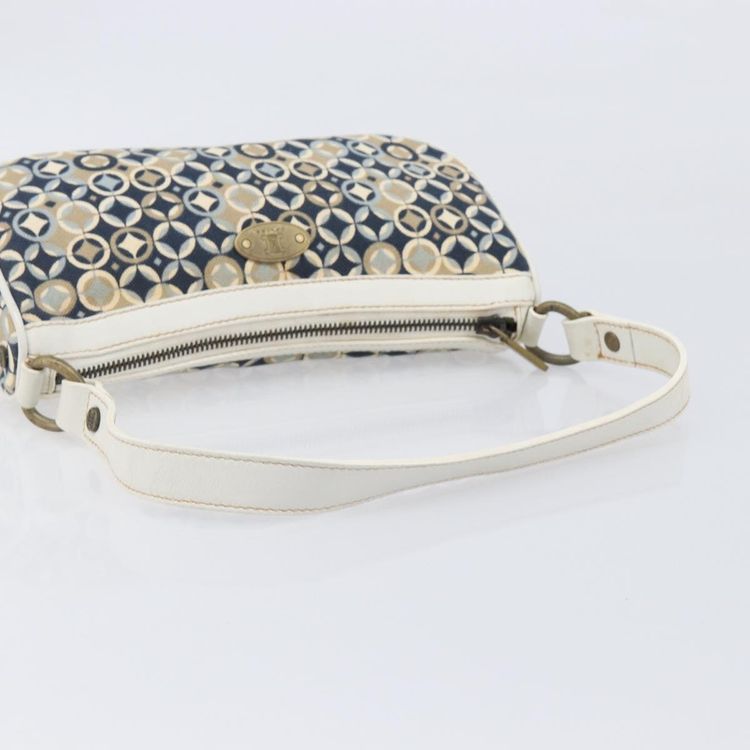 CELINE Hand Bag Canvas Navy Gold Tone Auth BA16627 - Jerrillo imagen 7