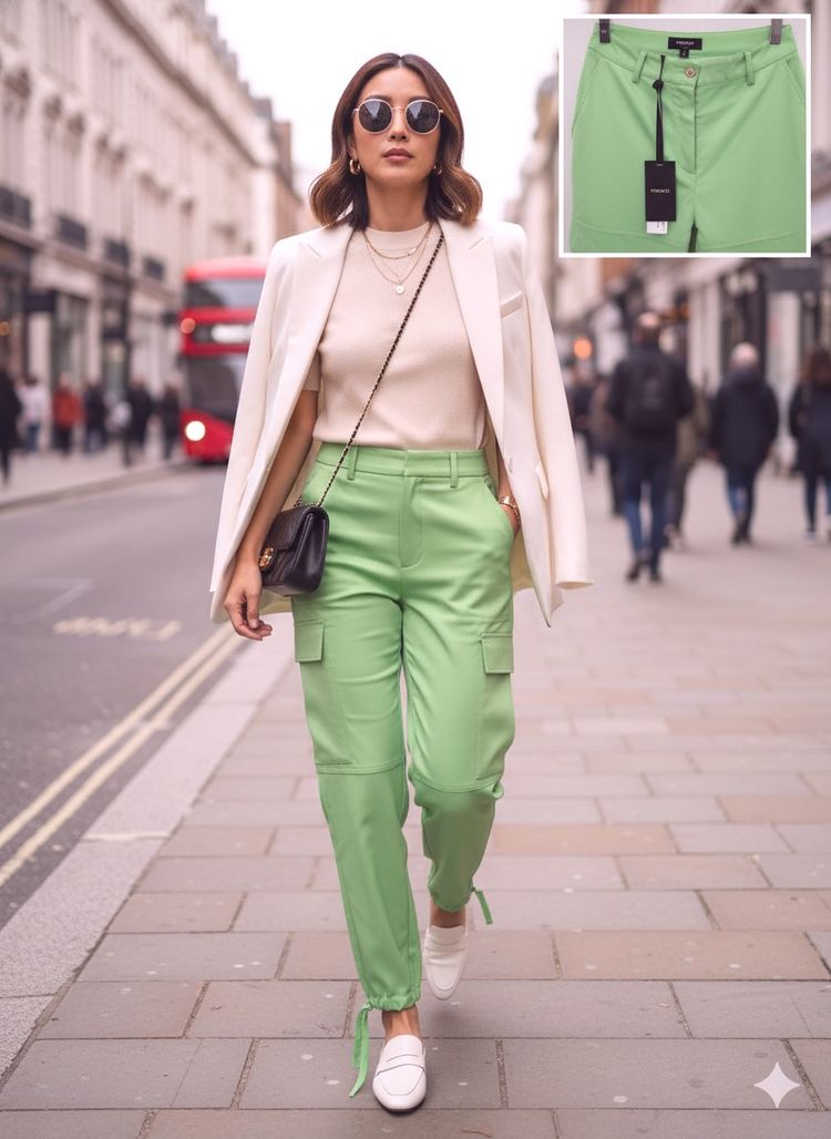 Pinko Green Cargo Pants image 1