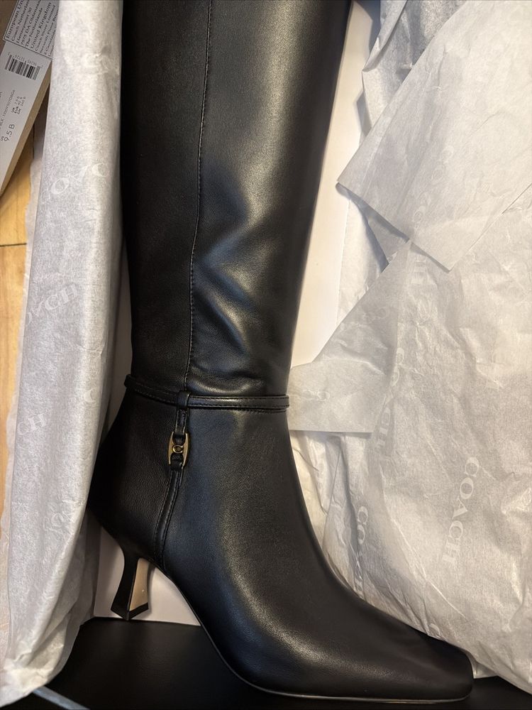 Coach Raquel Boots Black Leather Kitten Heel Uk 3.5 BNIB £349 image 2